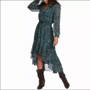1.STATE  Long Sleeve Wrap Dress Snake Print Size Xs